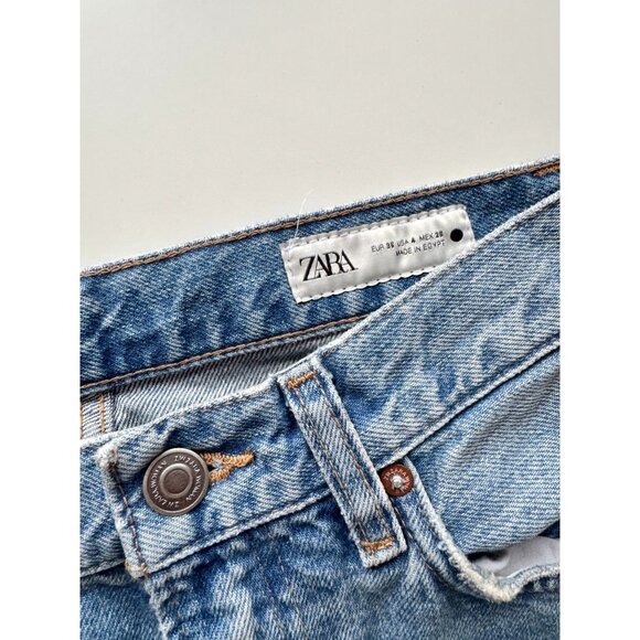 ZARA Medium Wash Denim High Rise Tapered Mom Fit Ankle Jeans, Size 4/26 - Picture 9 of 11